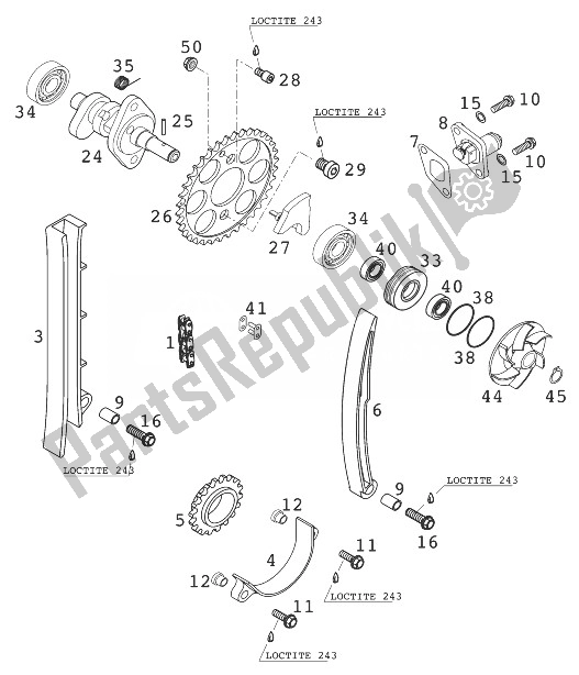 All parts for the Camshaft - Chain - Tensioner 400/520 Racing 200 of the KTM 400 EXC E Racing Europe 1999