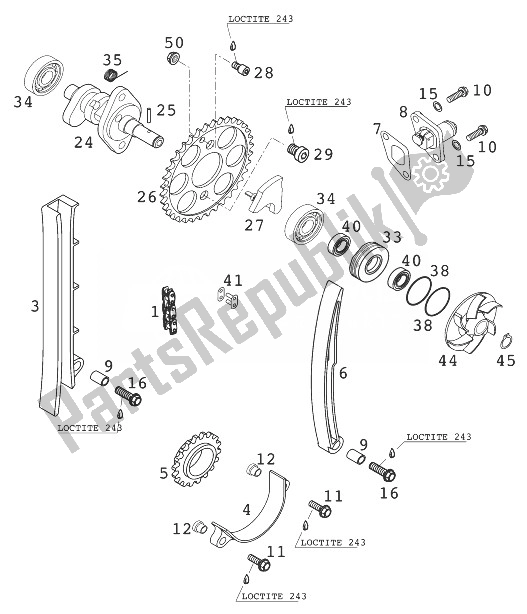 Tutte le parti per il Albero A Camme - Catena - Tenditore 400/520 Racing 200 del KTM 400 EXC E Racing Europe 1999