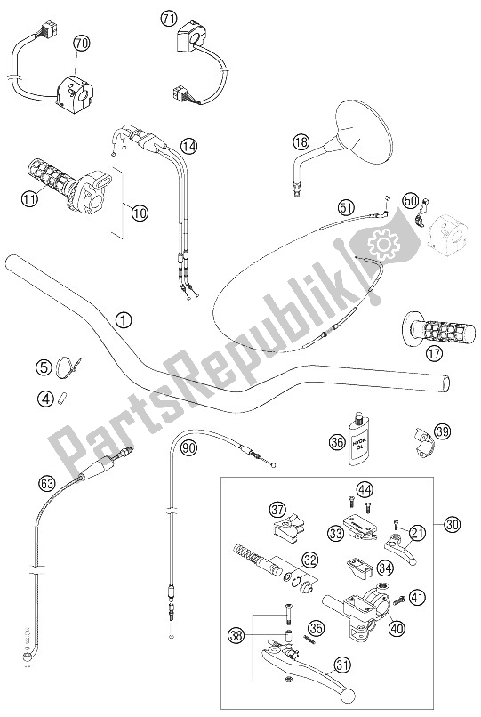 All parts for the Handlebar Controls of the KTM 640 LC4 Supermoto Blue 05 Europe 2005