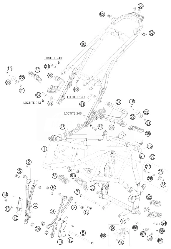 Todas las partes para Marco de KTM 990 Supermoto R Australia United Kingdom 2010