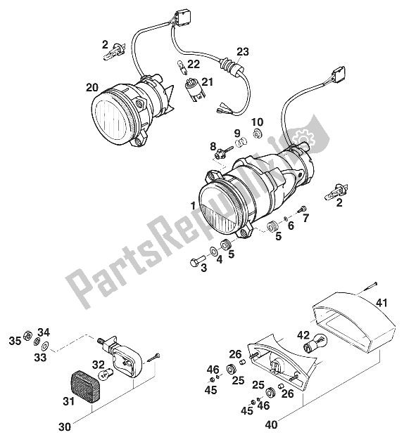 All parts for the Head Light Zkw Adventure '97 of the KTM 620 EGS E Adventure Europe 1997