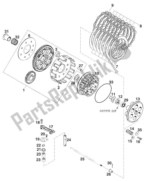 All parts for the Clutch Agw 2000 of the KTM 400 SUP Comp 20 KW Europe 1999