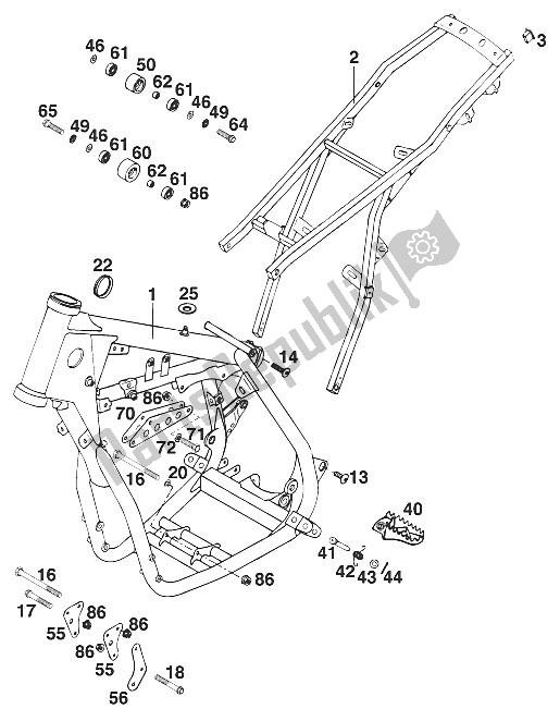 Tutte le parti per il Telaio, 440/500/550 del KTM 550 MXC M ö USA 1996