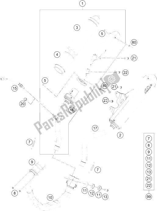 All parts for the Exhaust System of the KTM Freeride 350 Europe 2015