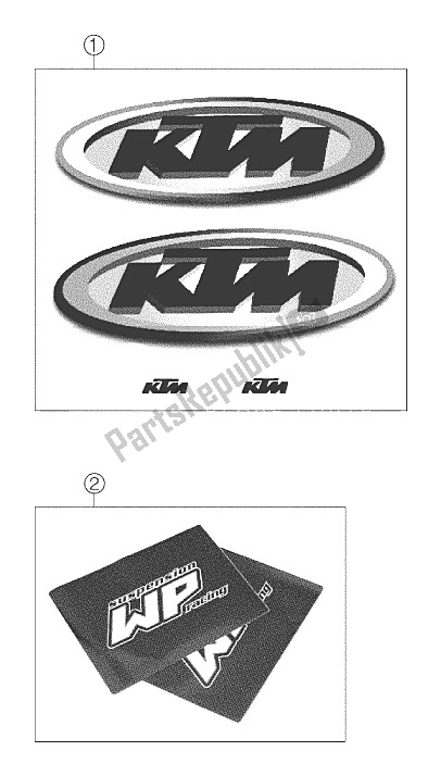 Tutte le parti per il Decalcomania 660 Rallye 2002 del KTM 660 Rallye Europe 2002