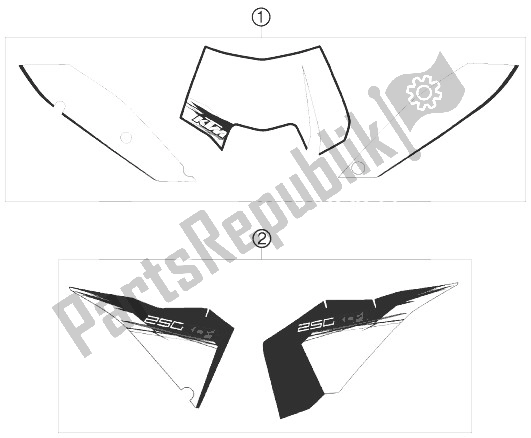 All parts for the Decal of the KTM 250 XCF W South Africa 2010