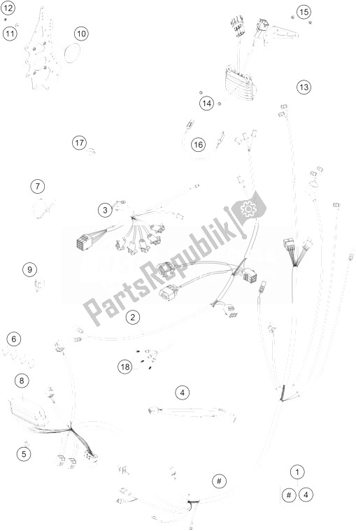 All parts for the Wiring Harness of the KTM 450 Rally Factory Replica Europe 2014