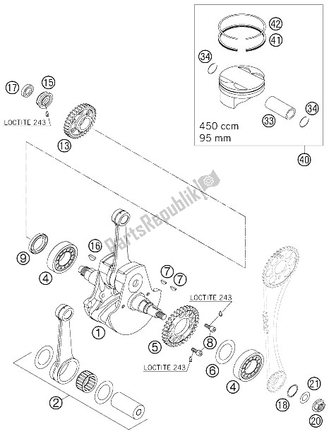 All parts for the Crankshaft, Piston of the KTM 450 SMR Europe 2006