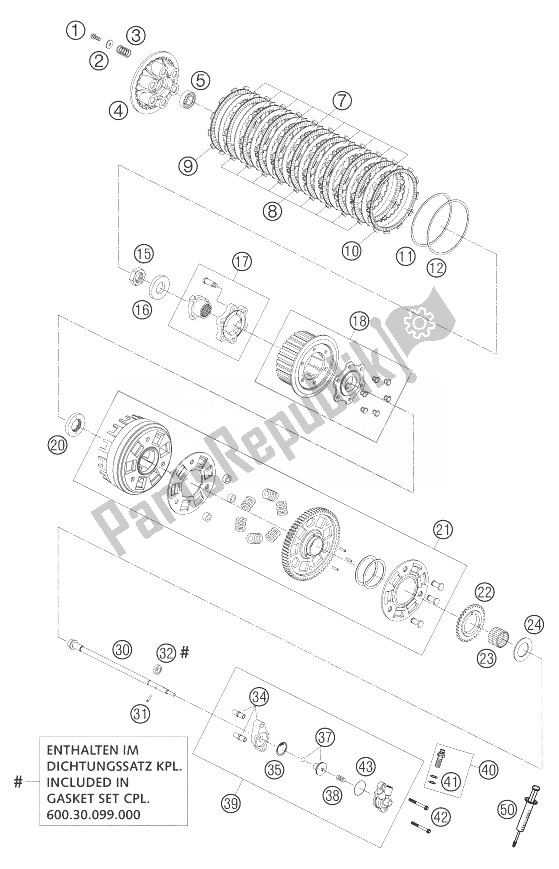 Tutte le parti per il Frizione Lc8 del KTM 950 Adventure Silver USA 2003