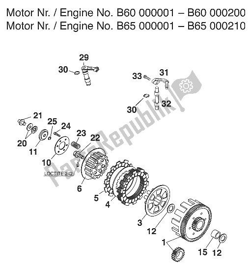 Tutte le parti per il Clutch 60/65 Ccm I '99 del KTM 65 SX Europe 600115 2001