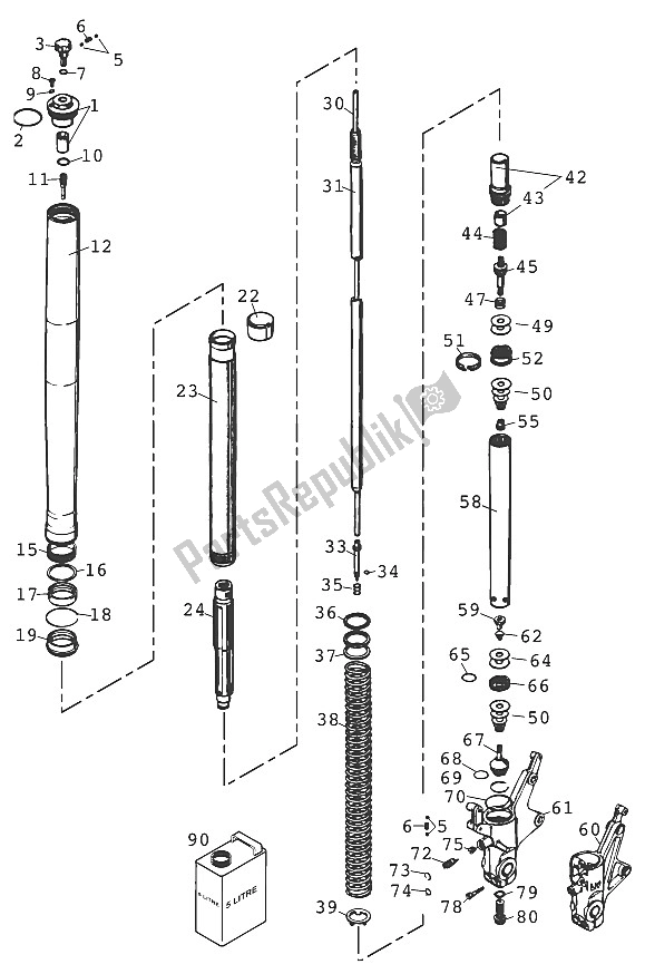 Tutte le parti per il Gambe Anteriori - Sospensione Wp Multi-regolazione D del KTM 640 Duke II ROT Europe 2001