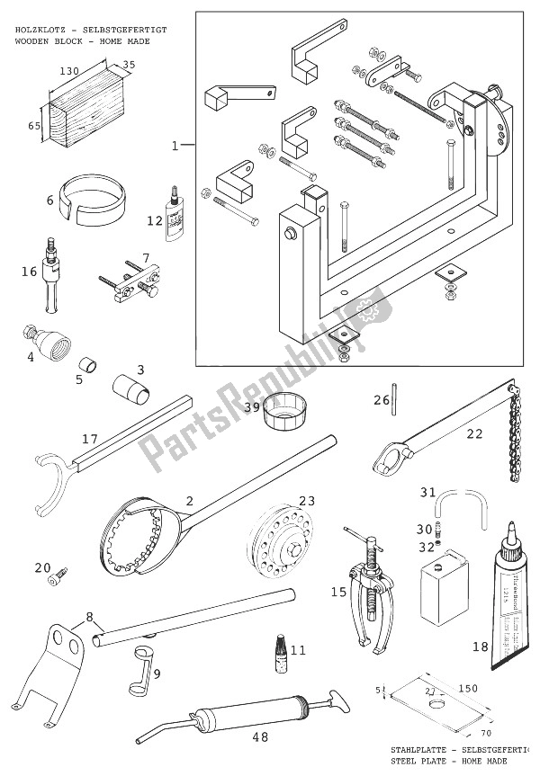 All parts for the Special Tools of the KTM 400 LC 4 98 Australia 1998