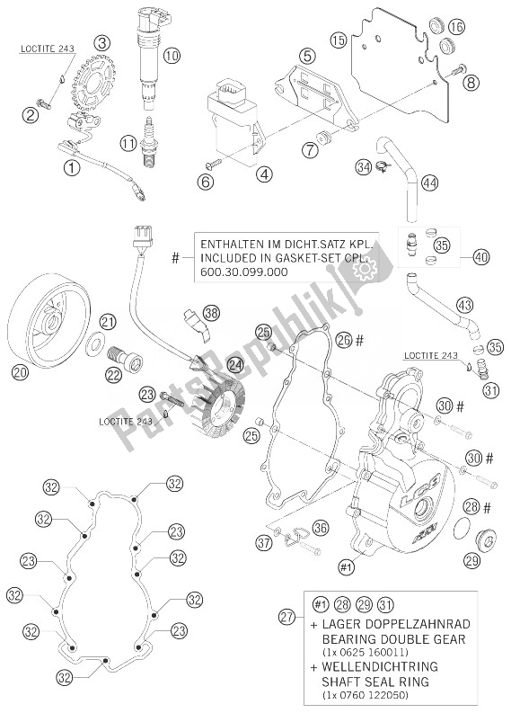 All parts for the Ignition System of the KTM 950 Supermoto Orange 07 Australia United Kingdom 2007