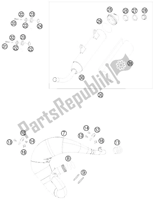 Tutte le parti per il Impianto Di Scarico del KTM 200 XC USA 2008