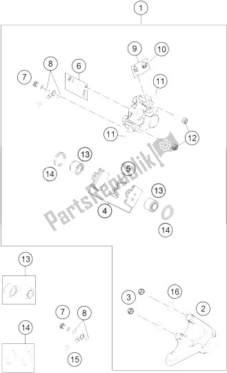 All parts for the Brake Caliper Rear of the KTM Freeride E SX Europe 0 2014