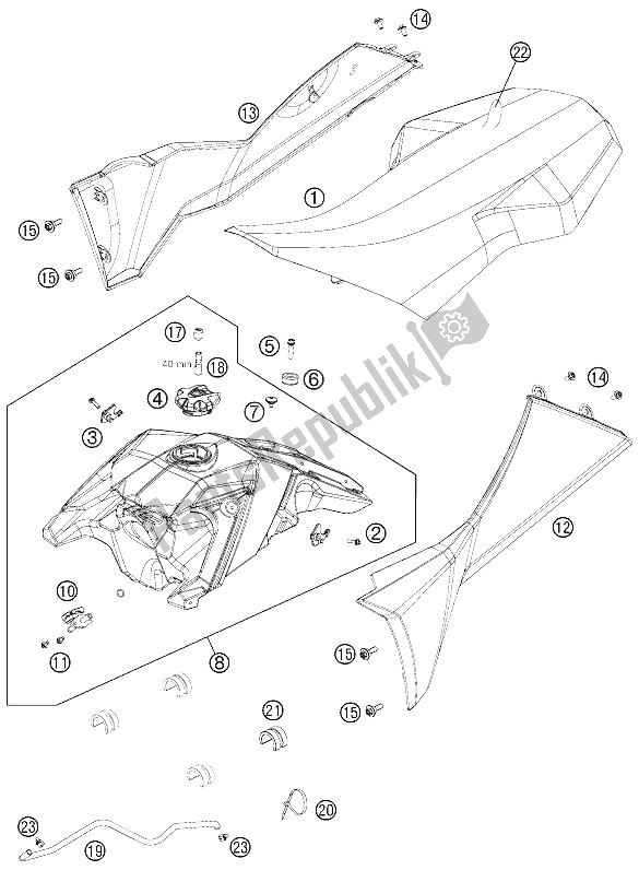 Todas las partes para Tanque, Asiento, Tapa de KTM 505 SX ATV Europe 2012