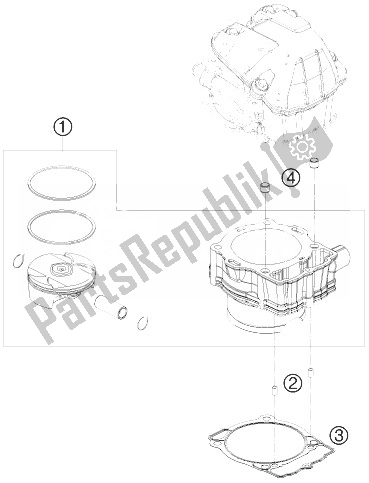 All parts for the Cylinder of the KTM 400 XC W USA 2010