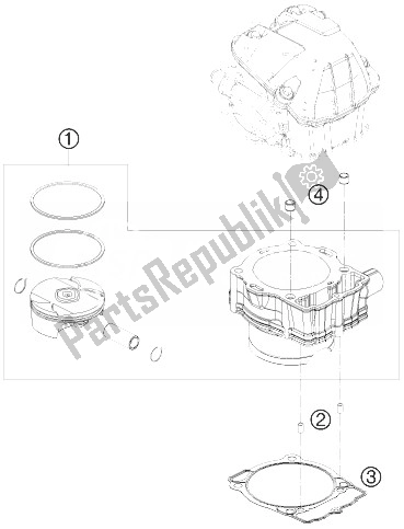 All parts for the Cylinder of the KTM 450 EXC Australia 2010