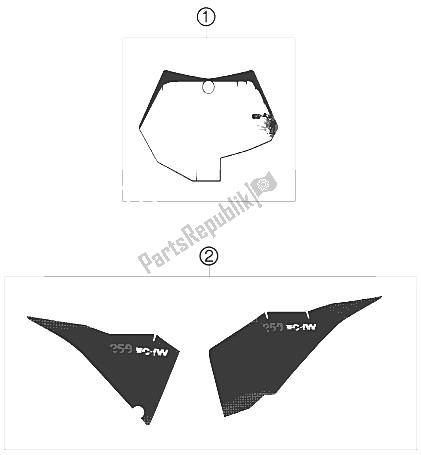 All parts for the Decal of the KTM 250 XCF W South Africa 2009