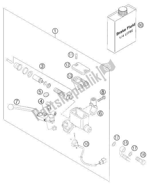 All parts for the Hand Brake Cylinder Supermoto of the KTM 625 SMC Europe 2005