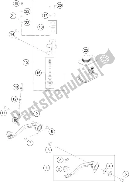 Todas las partes para Control De Freno Trasero de KTM 65 SX Europe 2016