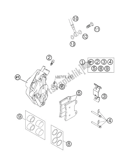 All parts for the Brake Caliper Front of the KTM 625 SMC Australia United Kingdom 2006