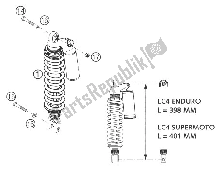 All parts for the Shock Absorber 640 Lc4, 640 Sm of the KTM 640 LC4 Enduro Black 12L 03 Europe 2003