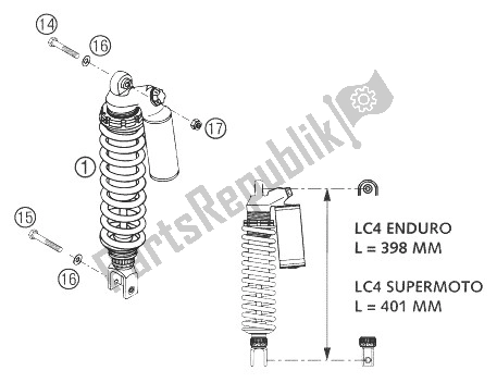 All parts for the Shock Absorber 640 Lc4 of the KTM 640 LC4 Supermoto Prestige 04 Australia United Kingdom 2004