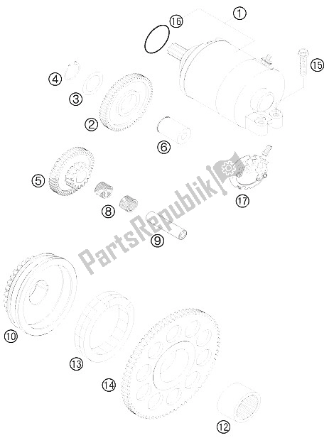 All parts for the Electric Starter of the KTM 525 XC ATV Europe 2008