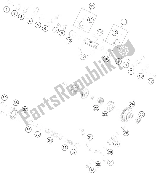 All parts for the Exhaust Control of the KTM 125 SX USA 2016