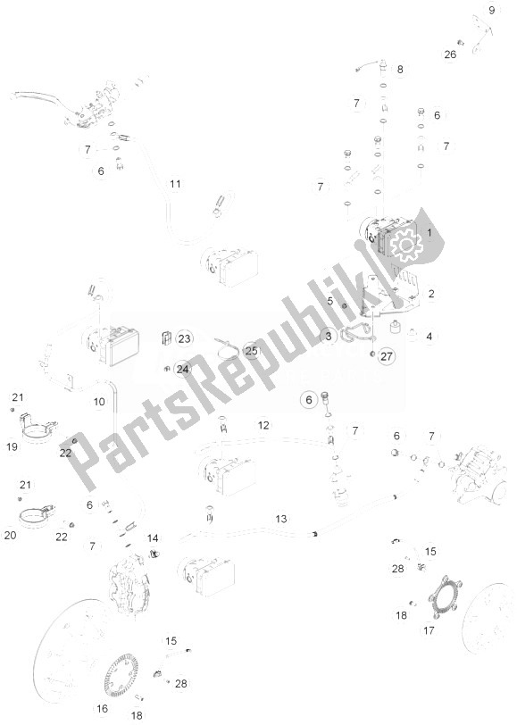 All parts for the Antiblock System of the KTM 690 Duke R ABS Australia 2013