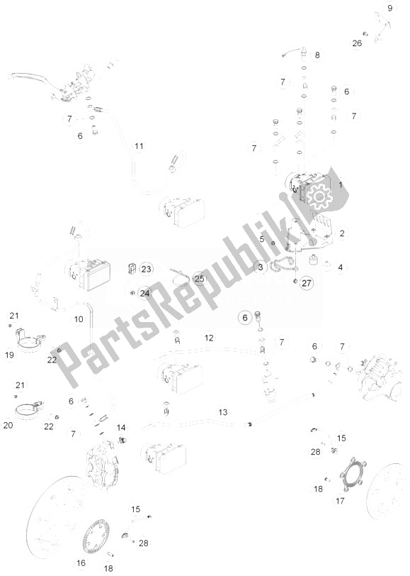 All parts for the Antiblock System of the KTM 690 Duke R ABS CKD Malaysia 2014