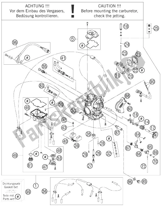 Tutte le parti per il Carburatore del KTM 450 XC W Champion Edit USA 2010