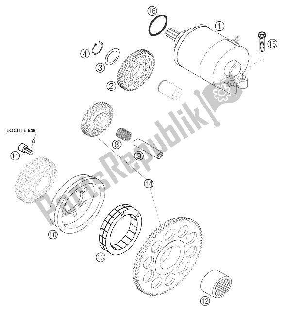 All parts for the Electric Starter 250 Exc Racin of the KTM 250 EXC Racing SIX Days Europe 2002