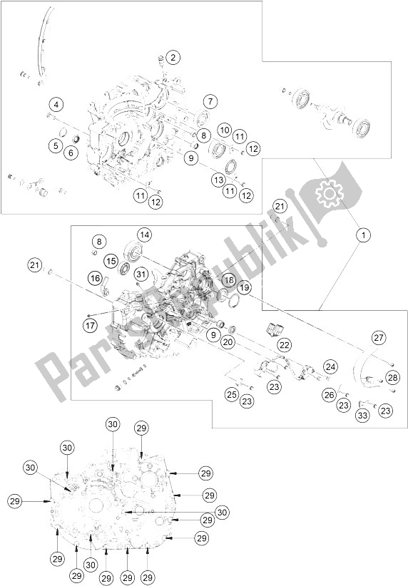 Tutte le parti per il Cassa Del Motore del KTM 390 Duke BL ABS CKD 16 Colombia 2015