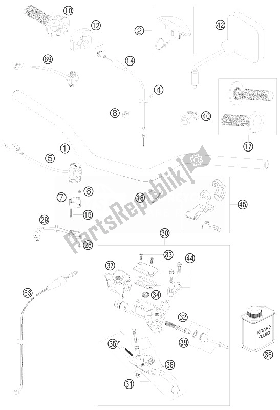 All parts for the Handlebar, Controls of the KTM 300 EXC Europe 7403J6 2010