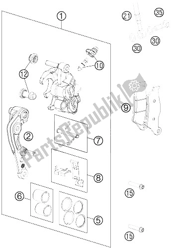 All parts for the Brake Caliper Front of the KTM 500 EXC Australia 2012