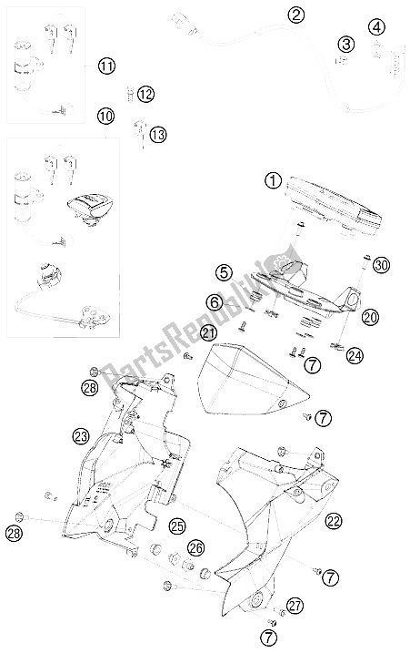 All parts for the Instruments / Lock System of the KTM 690 Duke Orange Japan 2008