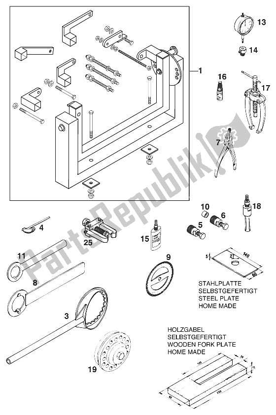 Todas las partes para Herramientas Especiales 250-360 '97 de KTM 250 EXC M O 13 LT USA 1997