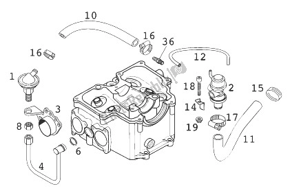 Tutte le parti per il Sistema Di Aria Secondaria Lc4-e 200 del KTM 640 LC4 Silber 18 5 LT Europe 1999