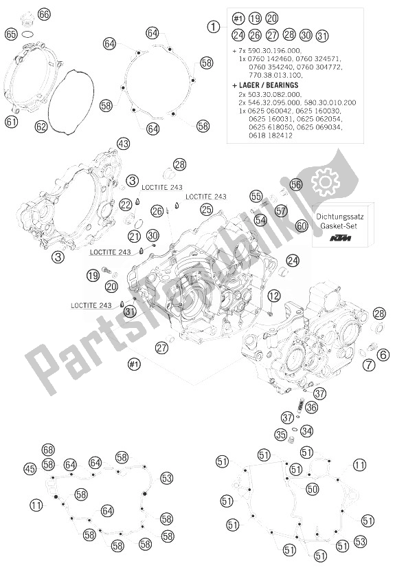 Todas las partes para Caja Del Motor de KTM 250 SX F Europe 2010