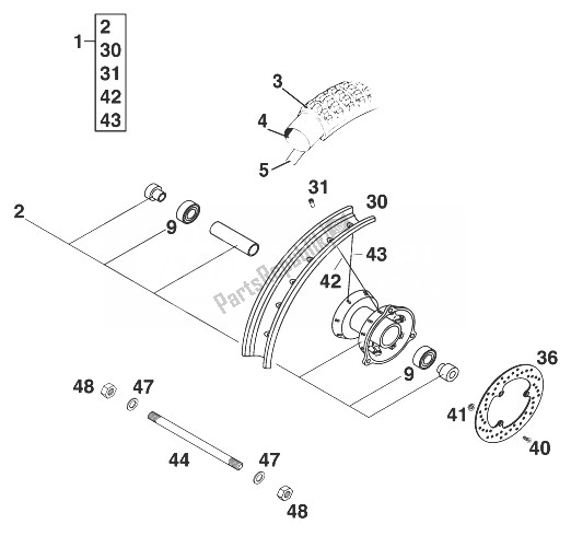 Todas las partes para Rueda Delantera 60/65 Sx '98 de KTM 65 SX Europe 1998