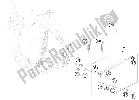 All parts for the Side / Center Stand of the KTM 500 EXC USA 2014