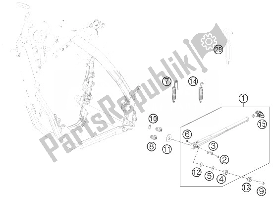 All parts for the Side / Center Stand of the KTM 500 EXC USA 2014