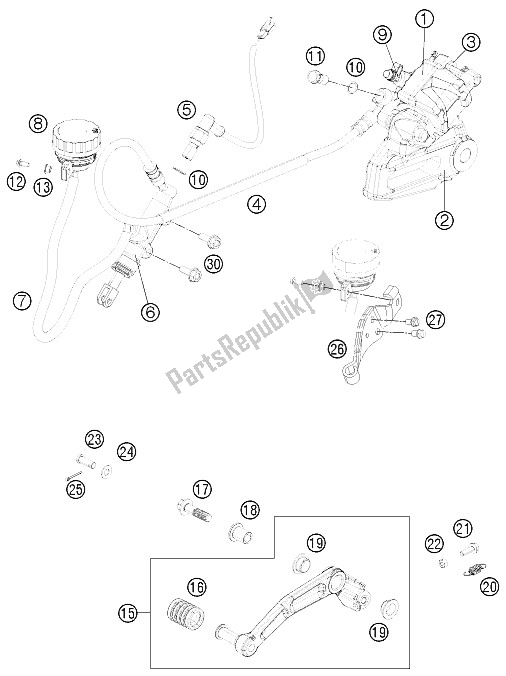 Alle onderdelen voor de Remsysteem Achter van de KTM 125 Duke Grey Europe 8026L5 2012