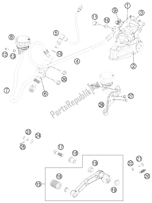 Tutte le parti per il Sistema Frenante Posteriore del KTM 125 Duke Orange Europe 8026L4 2012