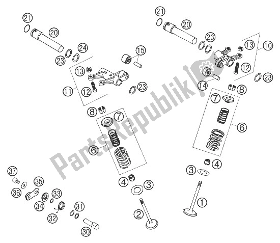 Toutes les pièces pour le Entraînement De Soupape 400 Lc4-e Militaire du KTM 400 RXC E USA 1998