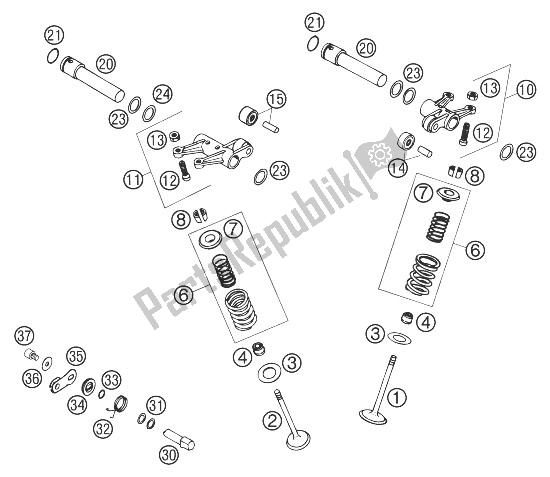 All parts for the Valve Drive Lc4 ? 98 of the KTM 400 SUP Comp 20 KW Europe 1999