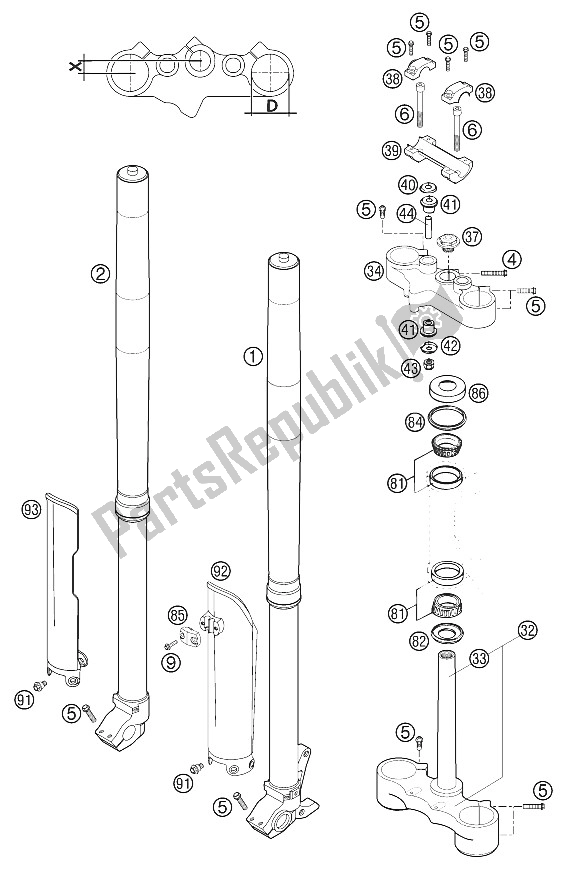 Tutte le parti per il Forcella Wp Usd 48 640 Lc4 Avvento del KTM 640 Adventure R USA 2002