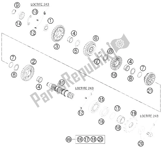 Todas las partes para Transmisión Ii - Contraeje de KTM 450 SMR Europe 2008